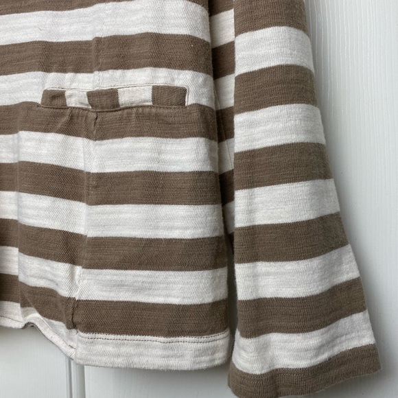 Caslon Blazer Jacket Cotton Stripe Brown Ivory XL - Picture 4 of 7